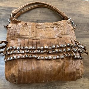 AmeriLeather Tutu Studded Leather Patchwork Shoulder Bag With Purse